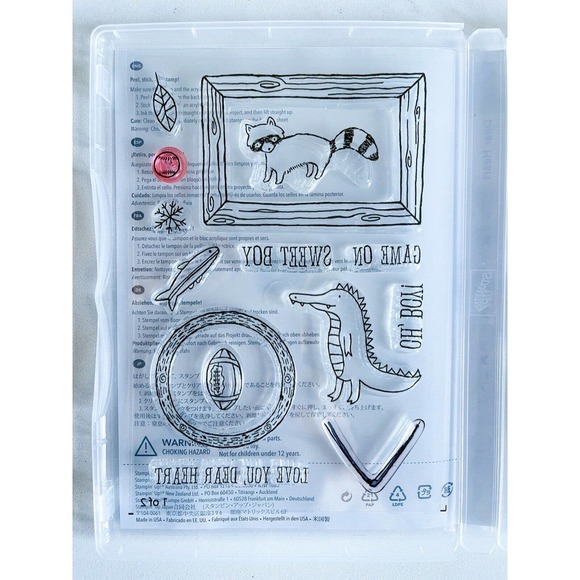 Stampin Up DEAR HEART Little Boy Kids Sports Rubber Stamp Set Used - Picture 6 of 9